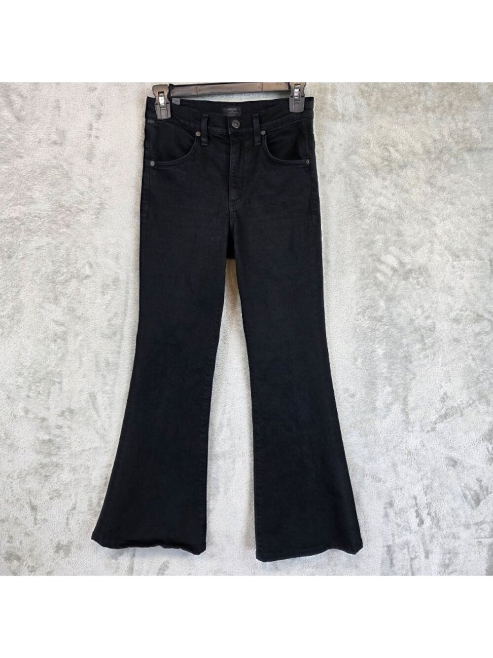 Citizens Of Humanity Chloe Super Flare Jeans Womens 24 Black Mid Rise Stretch